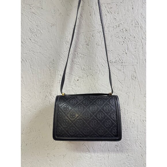 TORY BURCH T monogram leather convertible crossbody bag -BLACK (Has scratch) - Picture 4 of 16